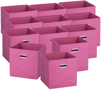 12 Aufbewahrungsboxen mit Griff, Vlies - Pink