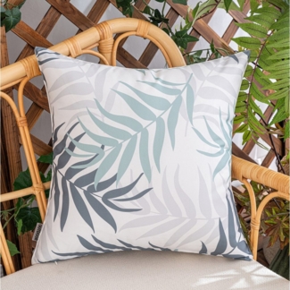 Qelus Kissenbezüge Outdoor Wasserdicht Kopfkissenbezug Blatt Gedruckt Kissenbezug 45x45, (4 Stück), Kissen für Garten Sofa Couch Wohnzimmer Schlafzimmer