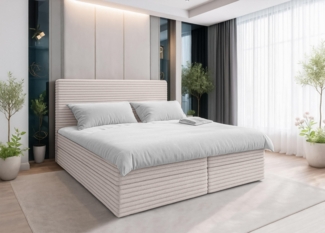 AX LIVING Beiges Bett Sevdayla Boxspringbett mit Bettkasten 180x200