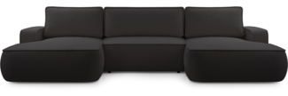 AX LIVING Ablia Sofa U-Form mit Schlaffunktion Schwarze Sofa 364 cm