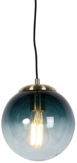 Qazqa Pendelleuchte Pallon, ohne Leuchtmittel, E27, Blau, Art Deco, Glas, 1-flammig