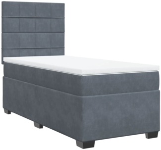 vidaXL Boxspringbett mit Matratze Dunkelgrau 90x190 cm Samt 3290787