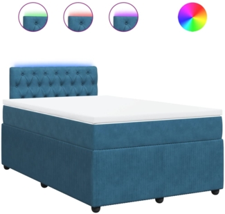 vidaXL Boxspringbett mit Matratze Blau 120x200 cm Samt 3290020