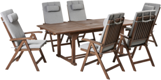 Gartenmöbel Set 6-Sitzer AMANTEA PREMIUM Akazienholz Grau meliert