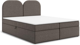 AX LIVING Boxspringbett 180x200 Migwell Grau mit Kopfteil Bettkasten