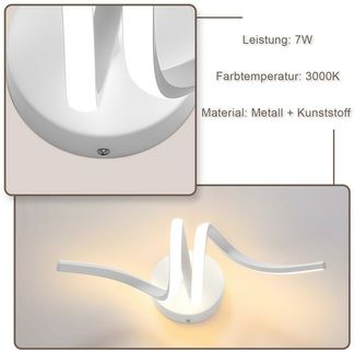Nettlife LED Wandleuchte Innen Schwarz/Weiß Modern 7W Treppenhaus Wandlampe Warmweiß 3000K, LED fest integriert, Warmweiß, Flur Wohnzimmer Schlafzimmer