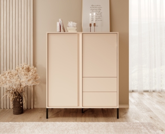 AX LIVING Modernes Schmales Highboard Piemontesia 2D2S beige 103,3 cm