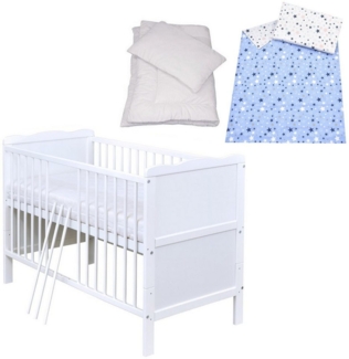 Baby-Delux Komplettbett Babybett Max Komplettset, 8-tlg, Kinderbett 60x120 cm weiß, Bettset verschiedene Designs