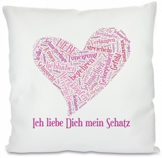 Herzbotschaft Dekokissen Kissen mit einseitigem Motiv Ich liebe dich mein Schatz, Kissenhülle mit Füllung