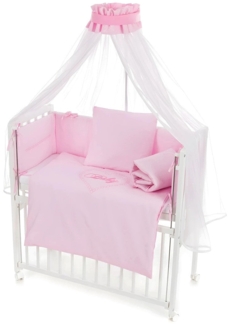 Beistellbett Matratze, Rollen, HERZEN rosa Deko-Schleifen