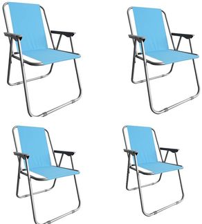 Campingstuhl Anglersessel Gartenstuhl Sessel mit Armlehne hellblau 4er Set