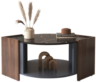 Furnishings Home Couchtisch Ambiente Satztisch Marmor-Walnuss, 2 in 1 (1 tlg. 96.5 x 28 x 40 cm), Wohnzimmertisch in kontrastierenden Farben für Modern