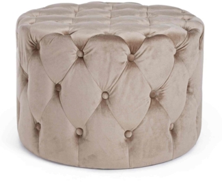 Pouf Lorella in Samt-Optik, Taupe, 60 x 60 x 42 cm