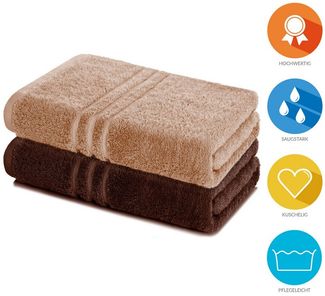 Lavea Badetuch Elena 2er Set Badetücher 100x150 cm, Duschtuch, 500 g/m² Frottier, weich & saugstark, pflegeleicht