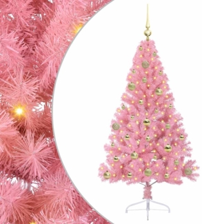 vidaXL Künstlicher vorbeleuchteter Weihnachtsbaum Rosa 150 cm PVC 3397067