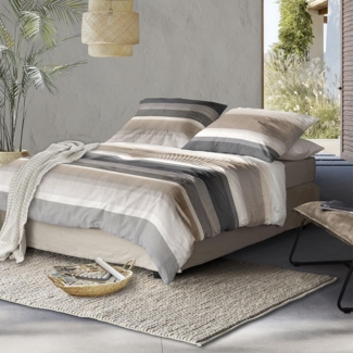 Irisette Mako-Satin Bettwäsche Wave 8595 natur|155x220 cm + 80x80 cm