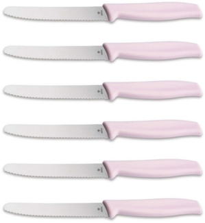 Böker Manufaktur Solingen Brötchenmesser Böker Brötchenmesser mit Wellenschliff, rosa (6 Stück)