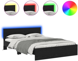 vidaXL Bettrahmen Schwarz Eichen-Optik 160 x 200 cm Holzwerkstoff 3403615