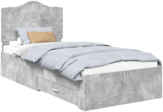 vidaXL Bettrahmen mit Kopfteil Beton Grau 75x190 cm Holzwerkstoff 3413669
