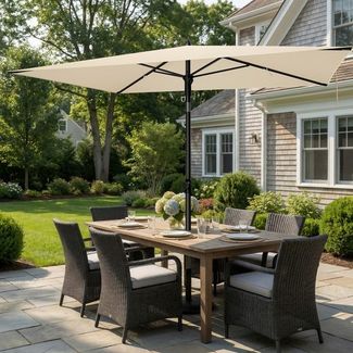 SONGMICS Sonnenschirm 190 x 120 cm, UPF 50+ Sonnenschutz für Garten Terrasse Strand, knickbar, ohne Ständer, beige