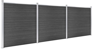 vidaXL Zaunelement Set WPC 526x186 cm Schwarz 3070430