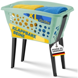 Gardissimo Wäschekorb Wäschewanne mit Beinen mint klappbar mit Füßen 50 L Inhalt (Wäschekorb mit Beinen), faltbar Made in Germany