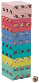 Bunter Wackelturm aus Holz mit Tieren 10044116