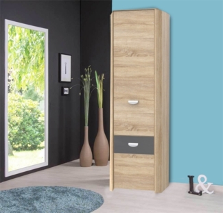 Kleiderschrank Schrank 2-türig sonoma eiche grau 58cm