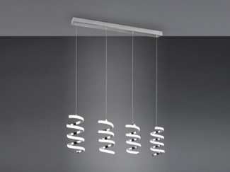 LED Pendelleuchte LAOLA 4-flammig in 3 Stufen dimmbar Silber Chrom, Breite 85cm