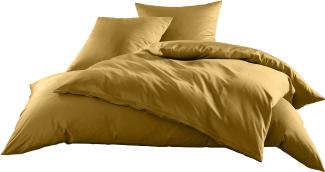 Mako-Satin Baumwollsatin Bettwäsche Uni einfarbig zum Kombinieren (Bettbezug 200x200 cm, Gold) viele Farben & Größen