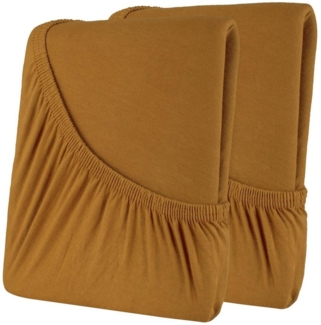 CelinaTex Spannbettlaken High-Line Laken Jersey Rundumgummi 2erSet 140x200 cm schokobraun, Baumwolle, (1 Stück), atmungsaktiv,bügelfrei,faltenfreier Sitz