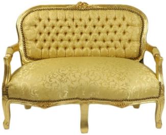 Casa Padrino Barock Kinder Sitzbank Gold Muster / Gold Antik Stil Kinder Sofa