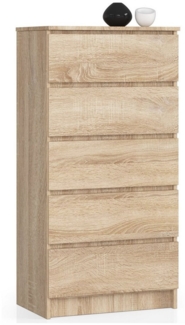 Home Collective Kommode 60 cm breit Holz Highboard Sideboard für Flur Schlafzimmer Wohnzimmer (Kommode Schlafzimmer Kommode mit Schubladen Holz Schrank), Kinderzimmer Organizer, 121 cm hoch mit 5 Schubladen sonoma Eiche