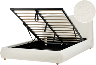 Bett mit Stauraum Bouclé BLAGNAC 140 x 200 cm Cremeweiß