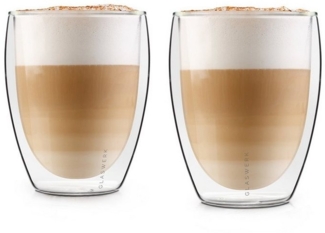 Glaswerk Latte Macchiato Gläser Doppelwandig, Gläser Set mit 2 Kaffeetassen, Cappuccino Tassen aus Glas, Doppelwandige Gläser, Isoliertes Trinkglas, Teegläser -30 bis 150°C, Cappuccino Gläser 350ml