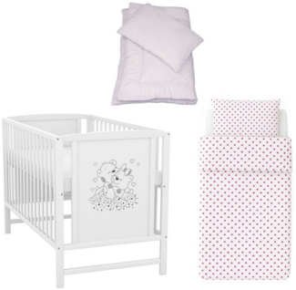 Baby-Delux Komplettbett Babybett Mia Komplettset, 7-tlg, Kinderbett 60x120 cm weiß, Bettset verschiedene Designs