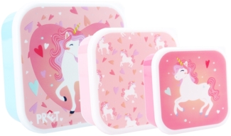 Prêt Snackbox Lunchbox 3-in-1 – Einhorn Design, stapelbare Behälter für Kinder
