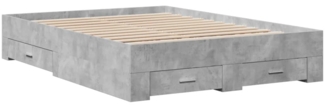 vidaXL Bettgestell mit Schubladen Betongrau 120x200 cm Holzwerkstoff 3280394