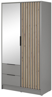 Compleo Kleiderschrank LISA Drehtürenschrank mit Lamellen, 2-türige Schrank, 100 cm