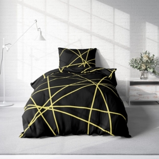 One Home Bettwäsche Fotodruck, Mikrofaser, 4 teilig, Geometrisch Grafisch Modern, Knitterfrei Weich für Sommer und Winter