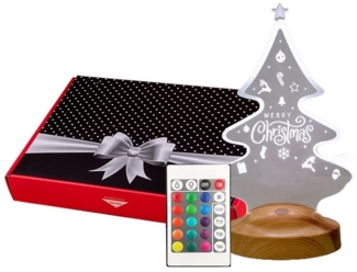 Geschenkelampe LED Nachttischlampe Weihnachtsbaum Süße Motiv 3D Tischlicht Geschenk für Weihnachten, Leuchte 7 Farben fest integriert, Mama, Papa, Weihnachtsgeschenk für Familie