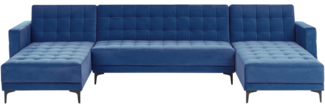 5-Sitzer Schlafsofa U-förmig Samtstoff blau schwarz ABERDEEN