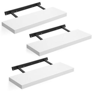 Vasagle 3-Set Wandregal, Wandboard für Bücher, Bilder, Deko, Schweberegal, 60 x 20 x 3,8 cm, Büroregal, MDF, für Wohnzimmer, Küche, Flur, Schlafzimmer, Badezimmer, weiß von Songmics LWS026T14