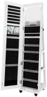 COSTWAY Schmuckschrank mit Spiegel & LED, auf Rollen, stehend, abschließbar