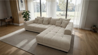 Massivart® Ecksofa Cord 300x215 cm / Nosagfederung / Cordsofa / ARTEMIS, inkl. Kissen-Set · frei im Raum stellbar