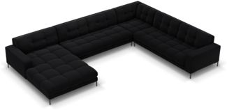 Micadoni Wohnlandschaft Mamaia 7-Sitzer Samtstoff Schwarz Metall schwarz Rechts