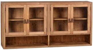 MiaMöbel Mexico Hängeschrank mit 4 Glastüren Massivholz Pinie Landhaus Mexiko Möbel Mexikanisch