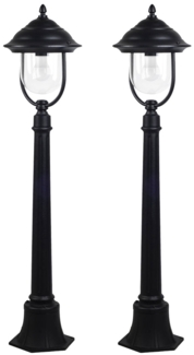 2er Set Außenstehleuchte, Laterne, Aluminium schwarz, H 111 cm