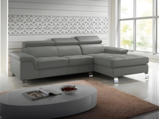 Ecksofa Leder MISHIMA - Grau - Ecke Rechts