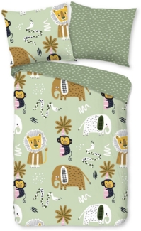 Good Morning Kinder Baby Bettwäsche 100x135 Chuck Tiere Wild Safari grün 10127